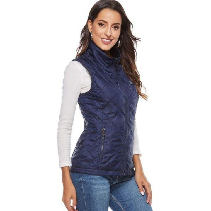 Stilfuld USB-opvarmet vest i grå, sporty og elegant, med indbygget varmefunktion, ideel til kolde dage, bomuld-polyester