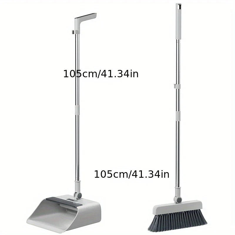 Multifunktionelt 3-i-1 kost- og fejebakke-sæt, ergonomisk, holdbart, med integreret kost, børste og fejebakke.