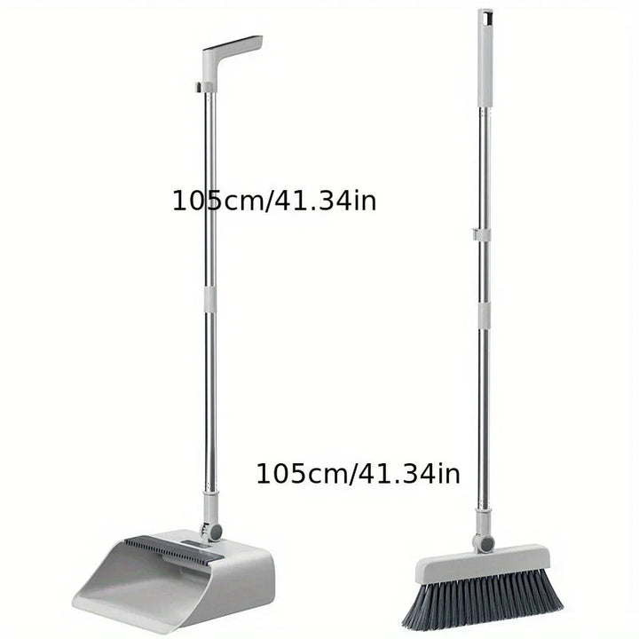 Multifunktionelt 3-i-1 kost- og fejebakke-sæt, ergonomisk, holdbart, med integreret kost, børste og fejebakke.
