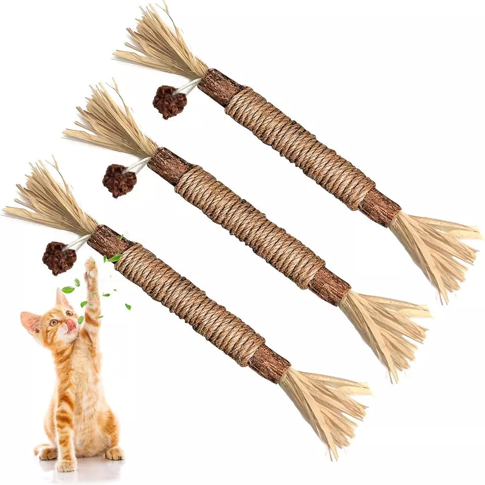 Naturlige Kitty Tandrensningspinde til katte, grøn, slank, for tandpleje og frisk ånde, sikker og naturlig.