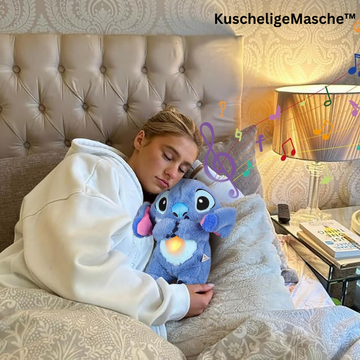 Stitch plyslegetøj med lys og musik til beroligende søvn og Disney-fans.