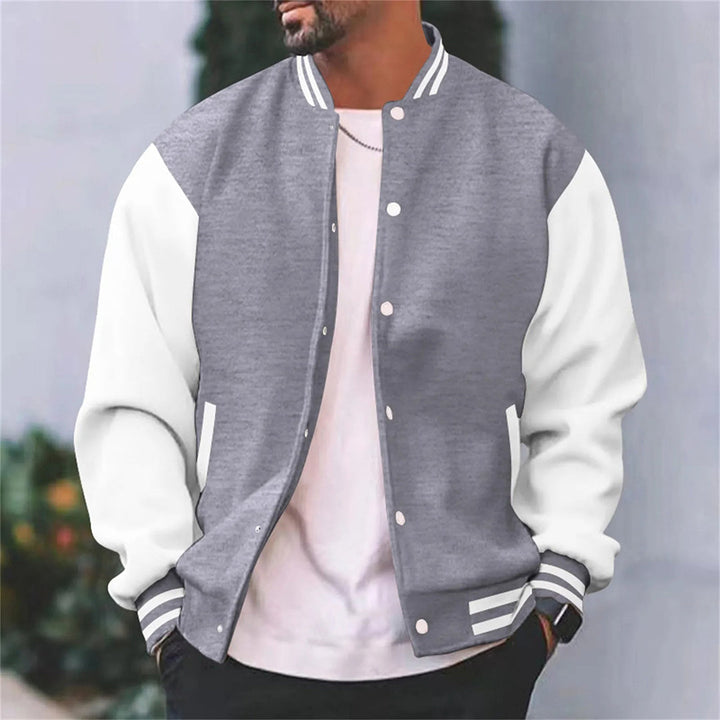 Elegant sort Niels collegejakke til herre. En moderne bomberjakke for stilfuld streetwear og efterårslook.