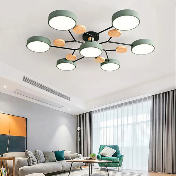 Moderne OLAN smedejernslampe med flere justerbare hoveder for funktionel indendørsbelysning.