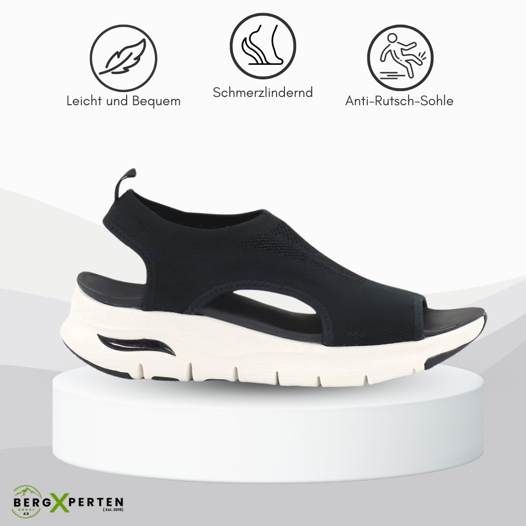 Florax ortopædiske sandaler vist i en dynamisk gif, der fremhæver ergonomisk design, skridsikker sål og fleksible materialer for maksimal komfort.