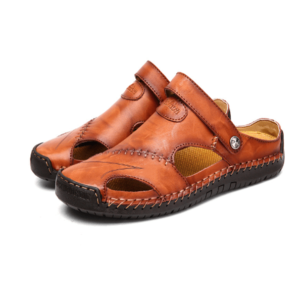 Ortopædiske sandaler i beige, ergonomiske, med bred tåboks og skumpolstring for optimal komfort