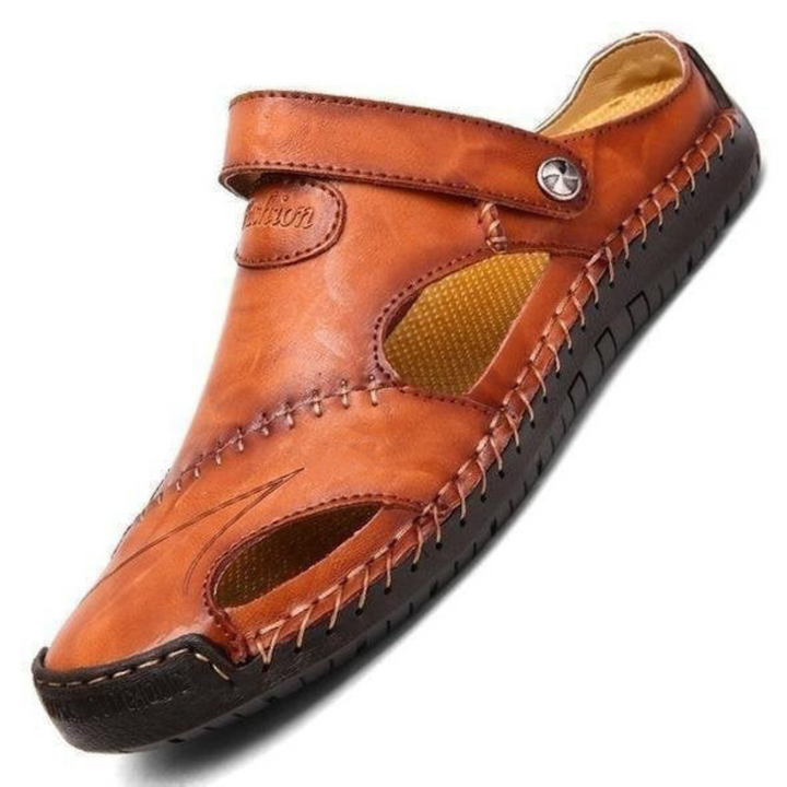 Ortopædiske sandaler i beige, ergonomiske, med bred tåboks og skumpolstring for optimal komfort