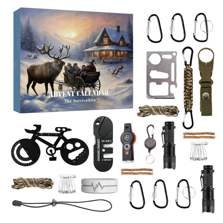 Førstehjælpssæt til vandring & nødudstyr. Del af Overlevelses Adventskalender 2025.