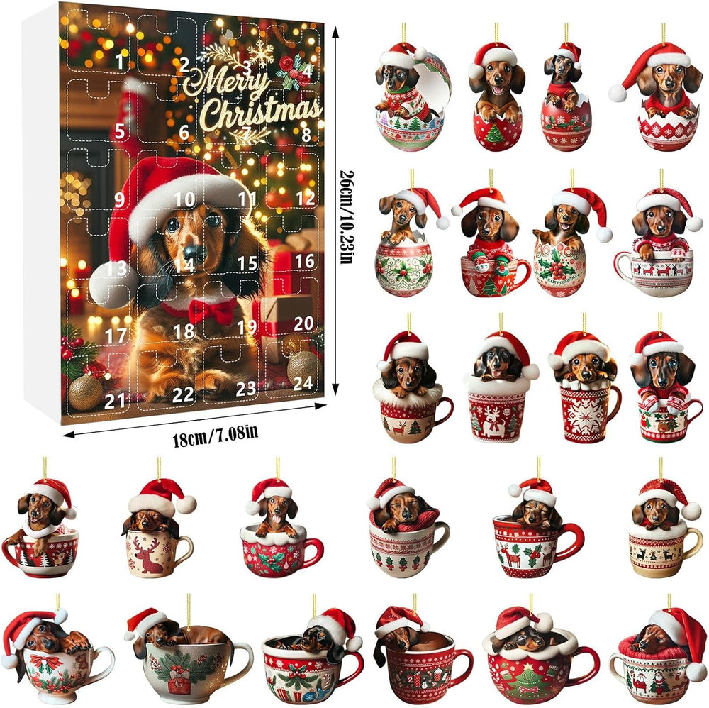 Unik adventskalender fra PawsPride med gravhund, en charmerende julegave til hundeelskere.