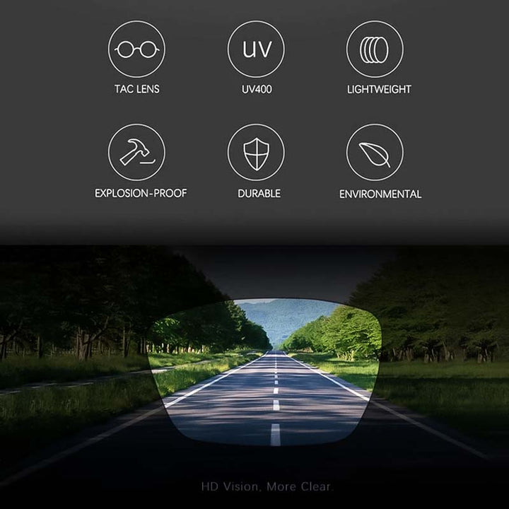 Polariserede motorcykel solbriller, moderne design, letvægtskonstruktion, klart syn, blændingsbeskyttelse, ergonomisk, lilla linse til mænd