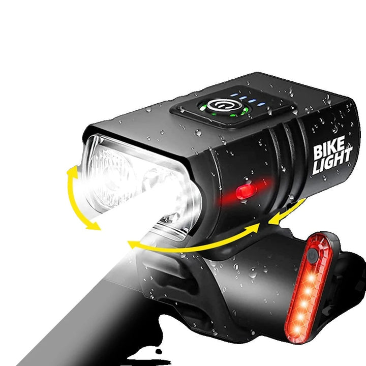 PowerBeam 1500 LED Cykellygte med USB, 6 tilstande: Kompakt, vandafvisende lygte til natkørsel, 1500 lumen.