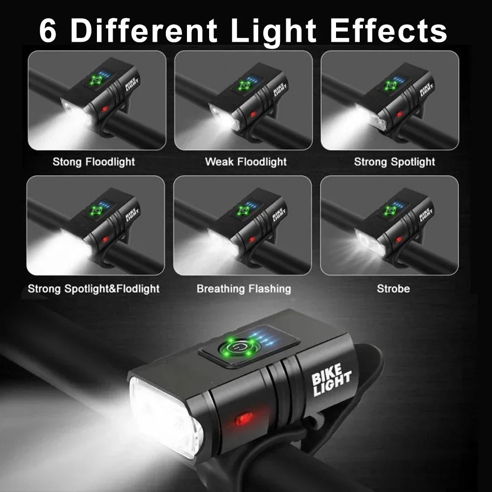 PowerBeam 1500 LED Cykellygte med USB, 6 tilstande: Kompakt, vandafvisende lygte til natkørsel, 1500 lumen.