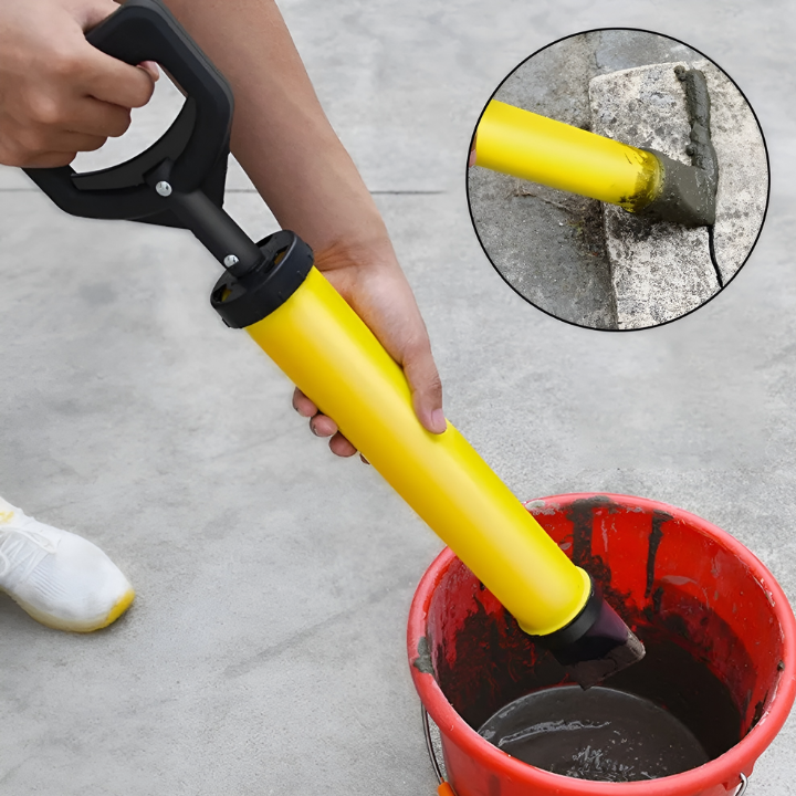 Præcisionssprøjte med ergonomisk greb, let konstruktion, ensartet cementdækning; ideel til gør-det-selv.