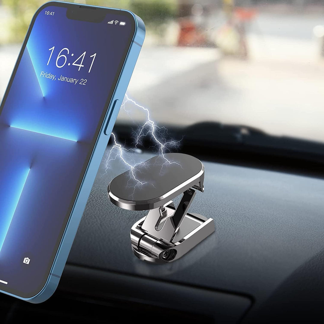 Magnetisk telefonholder til bil. Fleksibel, foldbar, justerbar mobilholder for sikker håndfri smartphone kørsel.