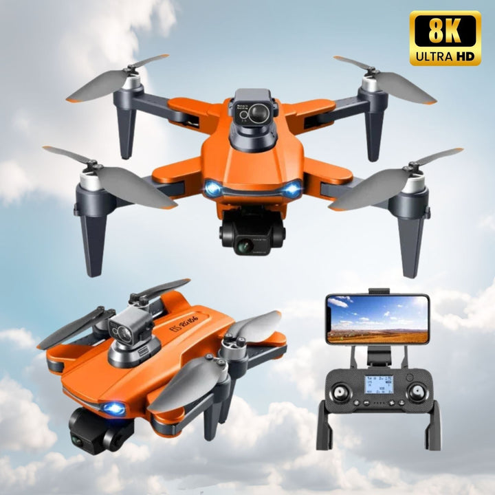 Topmoderne professionel drone, 8K dual-kamera, GPS-funktion og stabilisering til luftoptagelser.