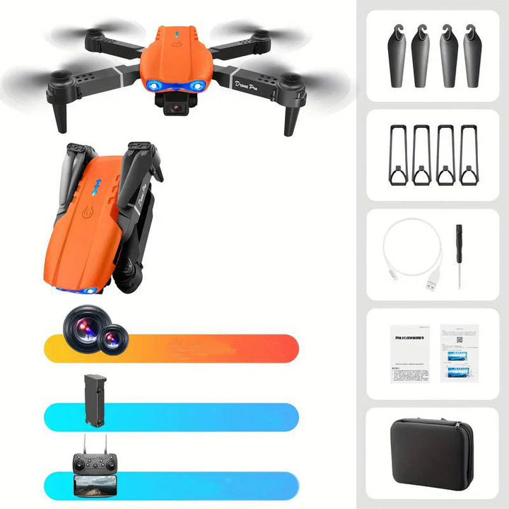 Begyndervenlig fjernstyret 4K drone med dobbelt kamera, klar til luftfotografering.