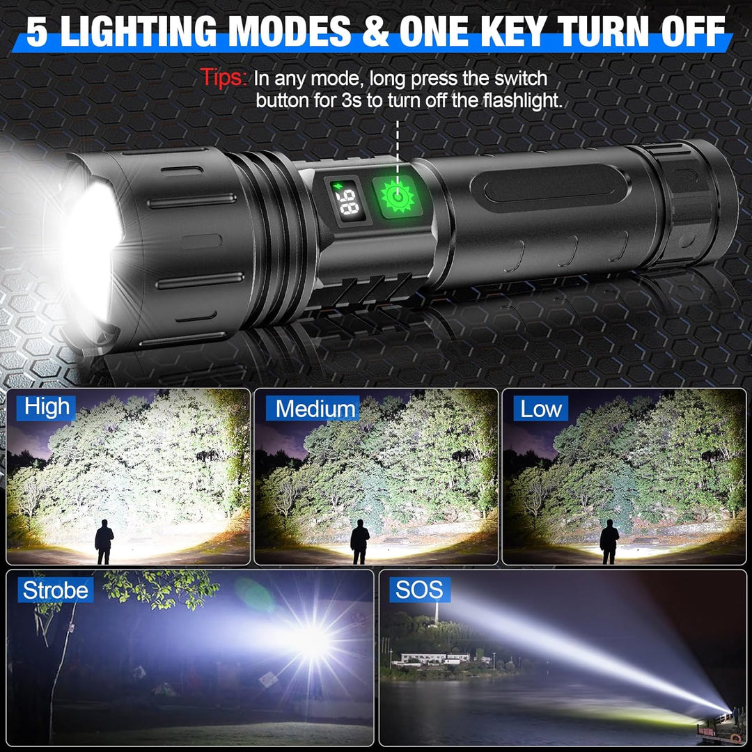 Genopladelig professionel lommelygte med ekstremt kraftigt lys, 100.000 lumen UltraBeam til krævende opgaver.