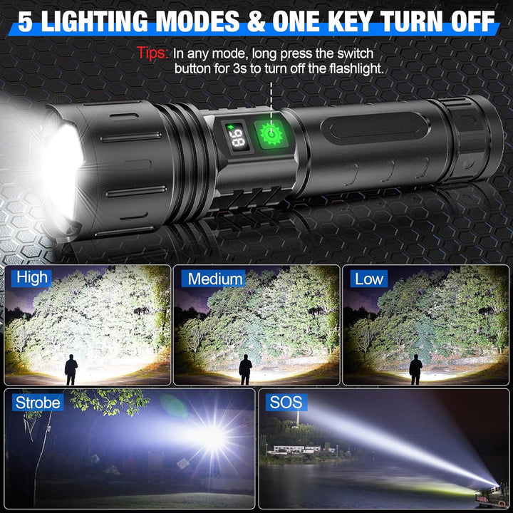 Genopladelig professionel lommelygte med ekstremt kraftigt lys, 100.000 lumen UltraBeam til krævende opgaver.