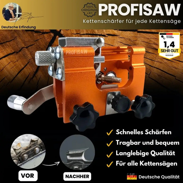 Professionel universal kædesliber til motorsave. Gør-det-selv slibeværktøj for skarpe kæder i haven.