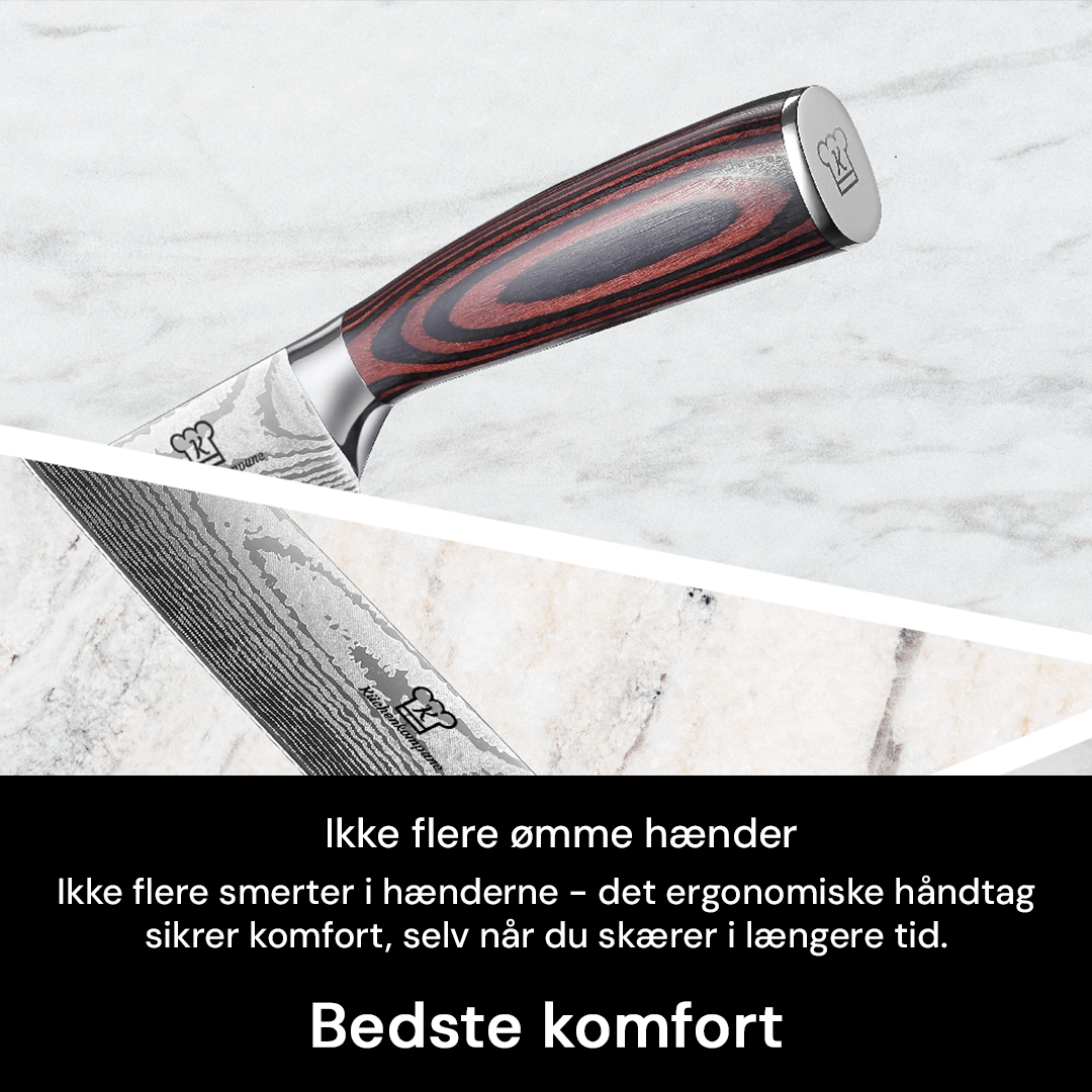 Det komplette 8-dels professionelle køkkenknivsæt i rustfrit stål, klar til alle madlavningsbehov.