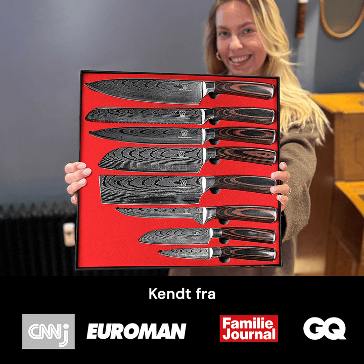 Professionel brødkniv med takket blad i rustfrit stål. Del af det 8-dels premium knivsæt.