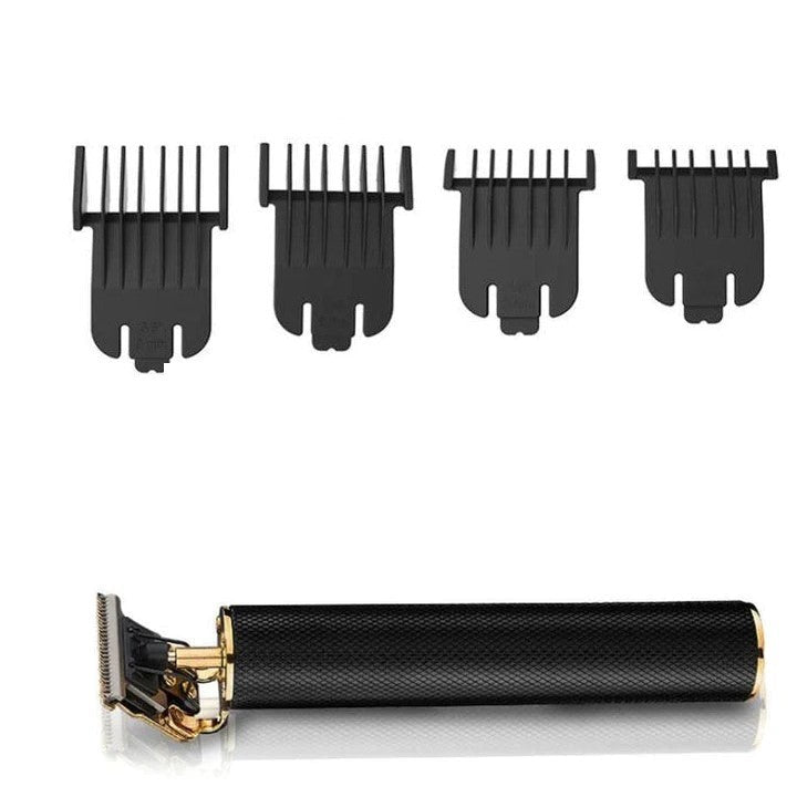 Professionel hårtrimmer til mænd med T-formet kulstofstålklinge, ergonomisk design, ideel til præcis hår- og skægstyling.