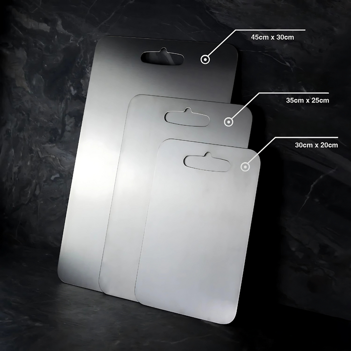 BPA-frit PureBoard titanium skærebræt. Ridsefast, antibakterielt og miljøvenligt køkkenredskab.