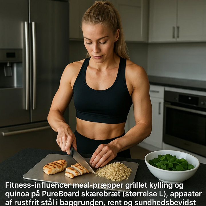 Sund madlavning med PureBoard titanium skærebræt. Et holdbart, giftfrit valg til dit køkken.