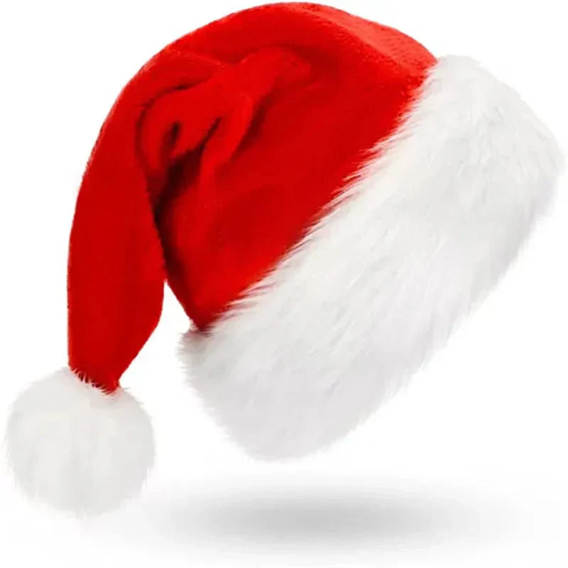 Festlig rød julehue med fluffy pelskvast, en ideel julegave der komplementerer ethvert juleoutfit.