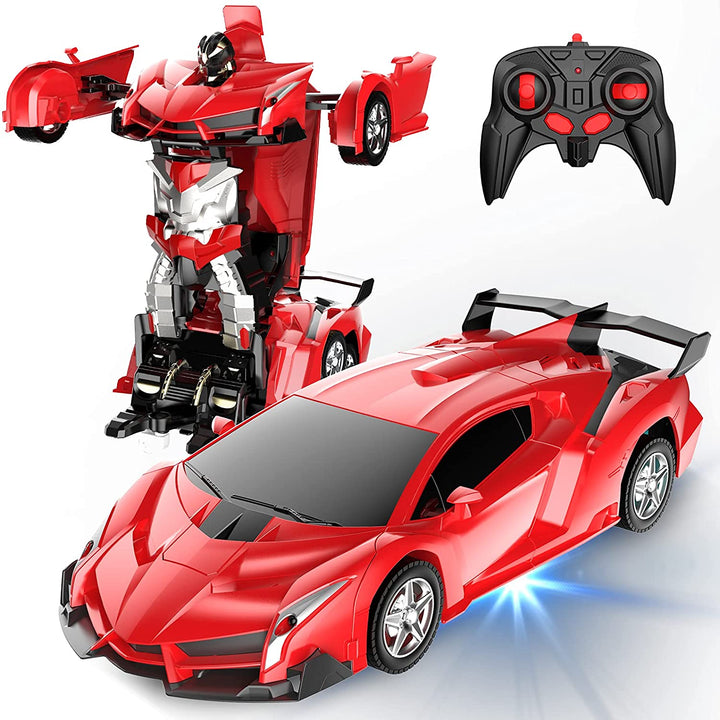 RC transformeringsbil, robotlegetøj, 2.4GHz, farverig bil, kan omdannes til robot, ideel til børn, interaktiv