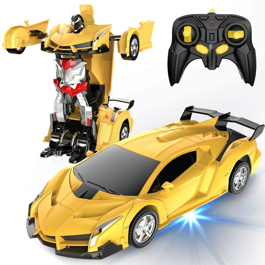 RC transformeringsbil, robotlegetøj, 2.4GHz, farverig bil, kan omdannes til robot, ideel til børn, interaktiv