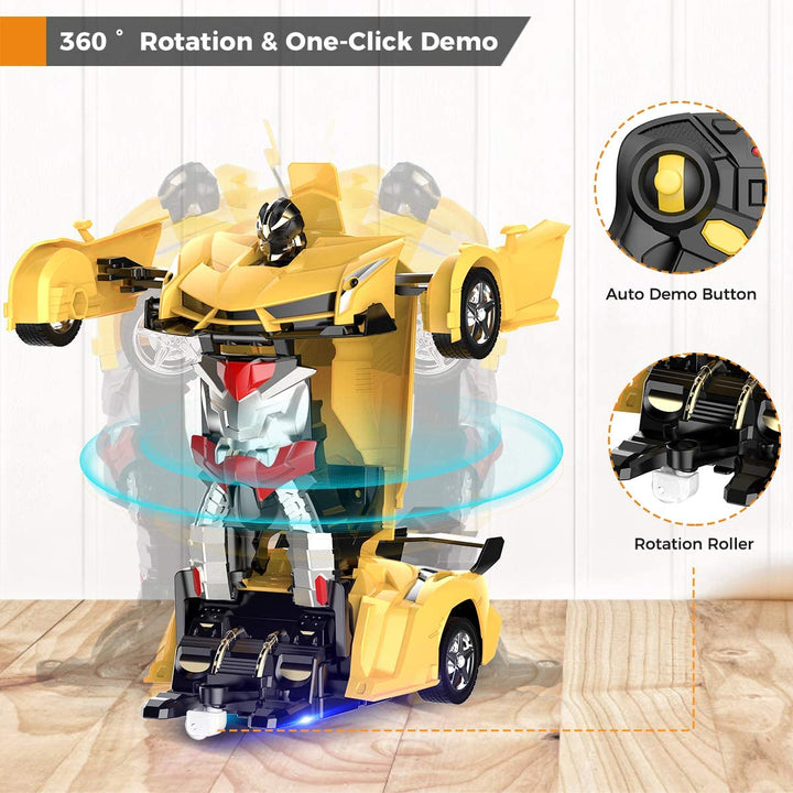 RC transformeringsbil, robotlegetøj, 2.4GHz, farverig bil, kan omdannes til robot, ideel til børn, interaktiv