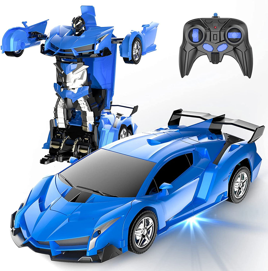 RC transformeringsbil, robotlegetøj, 2.4GHz, farverig bil, kan omdannes til robot, ideel til børn, interaktiv