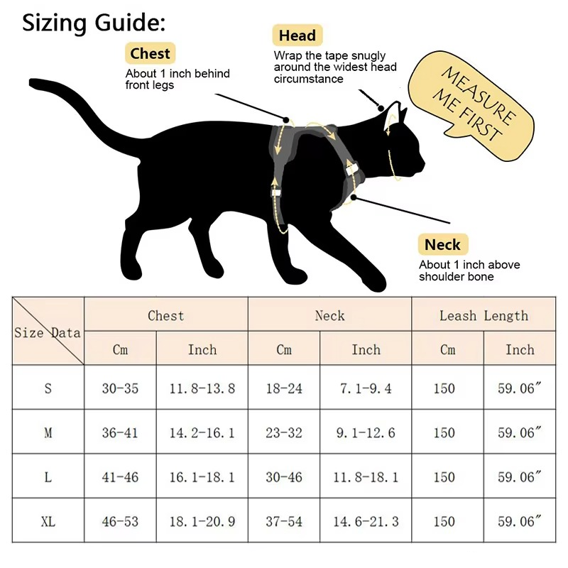 Justerbar mesh-vestsele til katte, med reflekterende striber & stærk snor for sikkerhed.