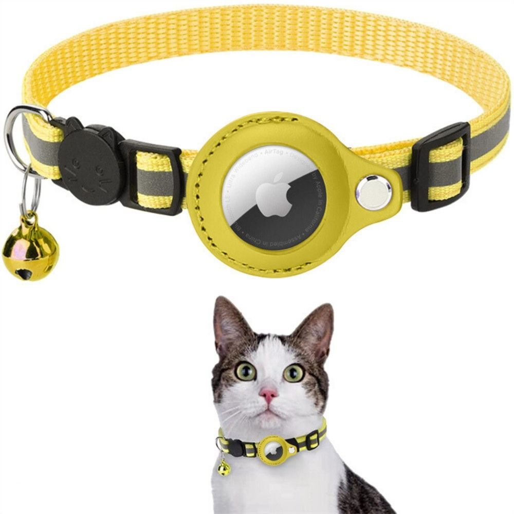 Reflekterende kattehalsbånd med sikkerhedslås og GPS-holder, for øget synlighed og beskyttelse.
