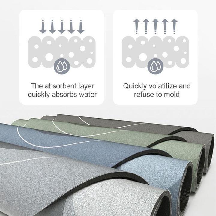 Superabsorberende bademåtte, rektangel, sikrer tørre fødder og et skridsikkert badeværelse.