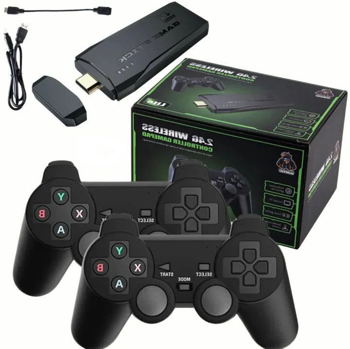 Retro gaming HDMI stick med 4K, over 20.000 klassiske spil for nostalgisk underholdning. Trådløs multiplayer.