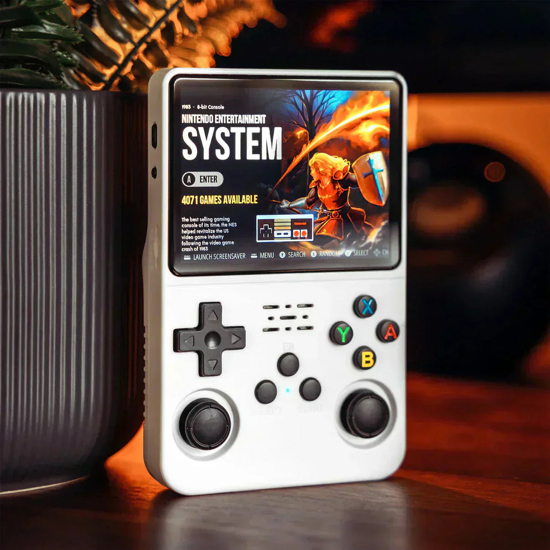 Bærbar retro gaming konsol, rejsevenlig med tusindvis af spil og HD oplevelse. Perfekt unisex underholdning.