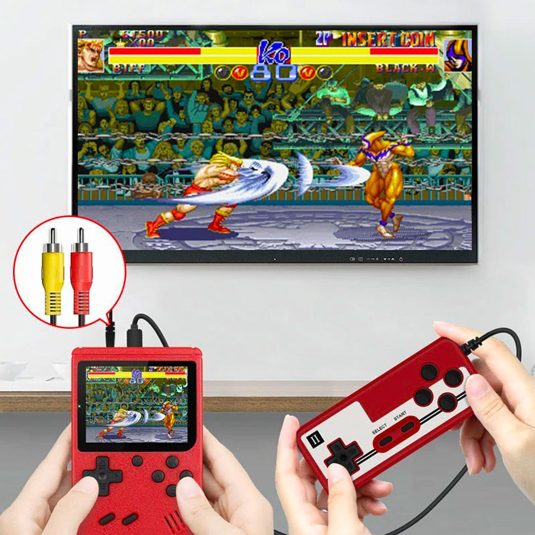Bærbar gamingkonsol med 400 klassiske spil, perfekt til retro underholdning på farten og rejser.