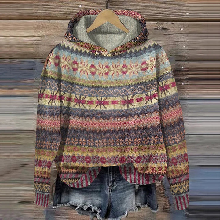 Retro vintersweater til kvinder. Komfortabel og stilfuld strik i vintage design, perfekt til hygge og kvindemode.