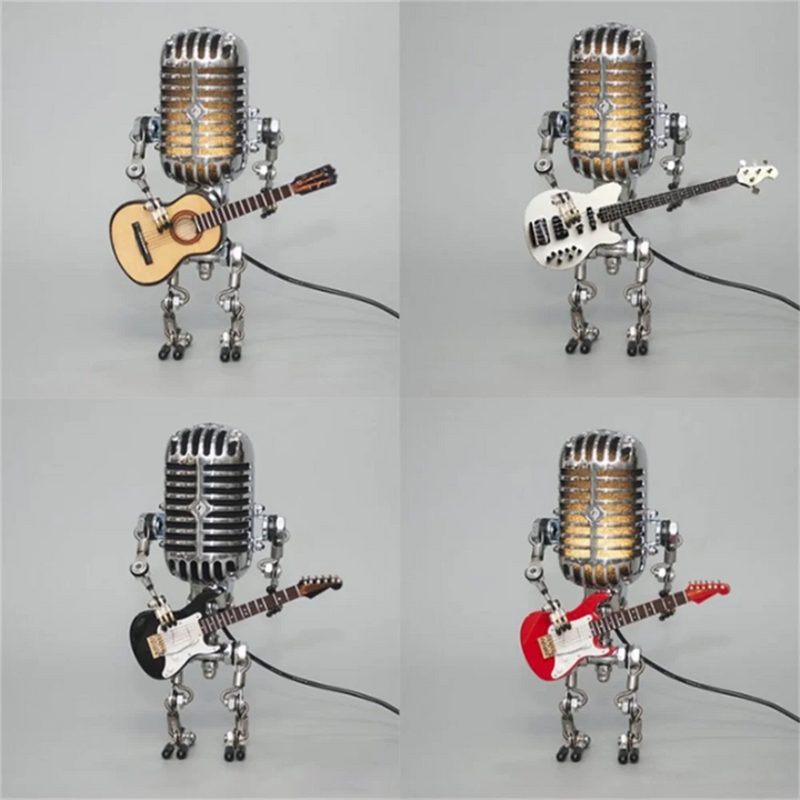 Kreativ HJALMAR robot bordlampe med musiktema; en super gave til børn & musikelskere. Dæmpbar LED.