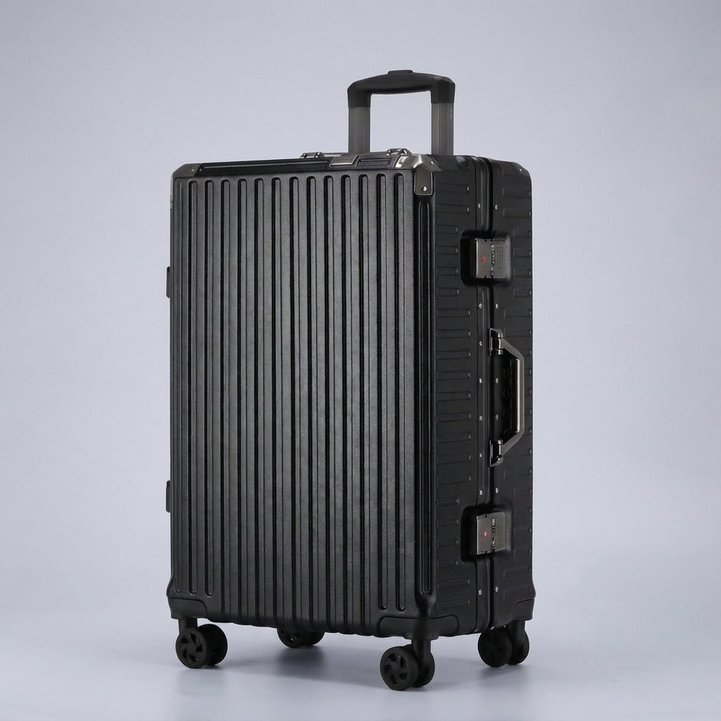 Perfekt rejsekuffert til eventyrlystne, holdbar aluminiumsbagage med god plads og sikker lås.