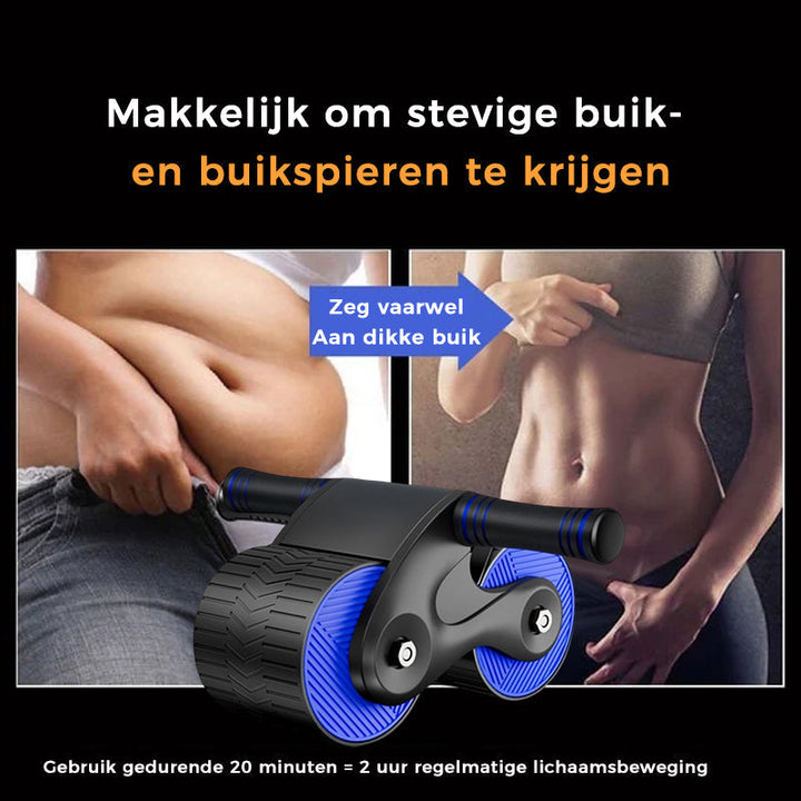 Detaljebillede af ergonomiske håndtag på mavemuskelrullen, designet til komfortabel hjemmetræning.