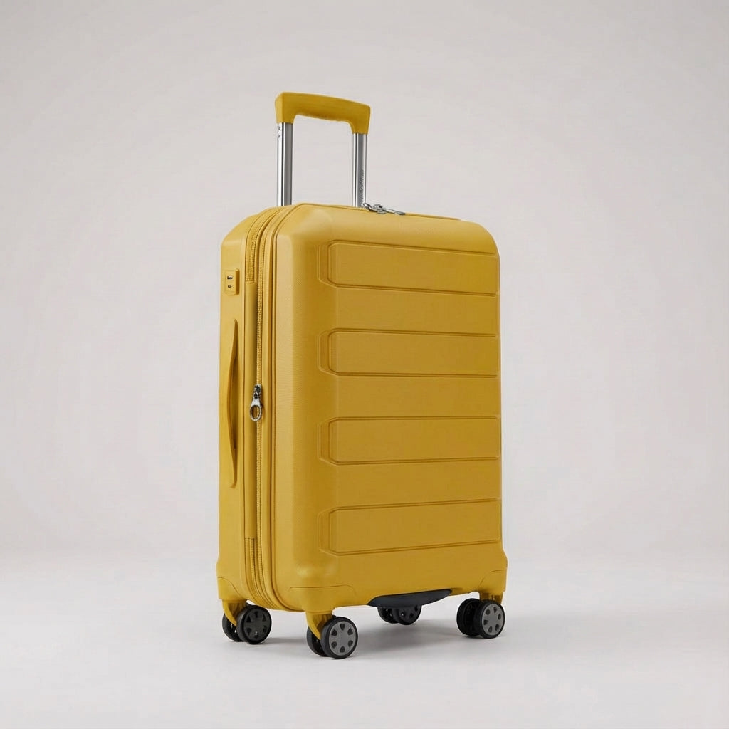 Robust hardcase spinnerkuffert med udvidelse, letvægt og USB-port til moderne rejsende.