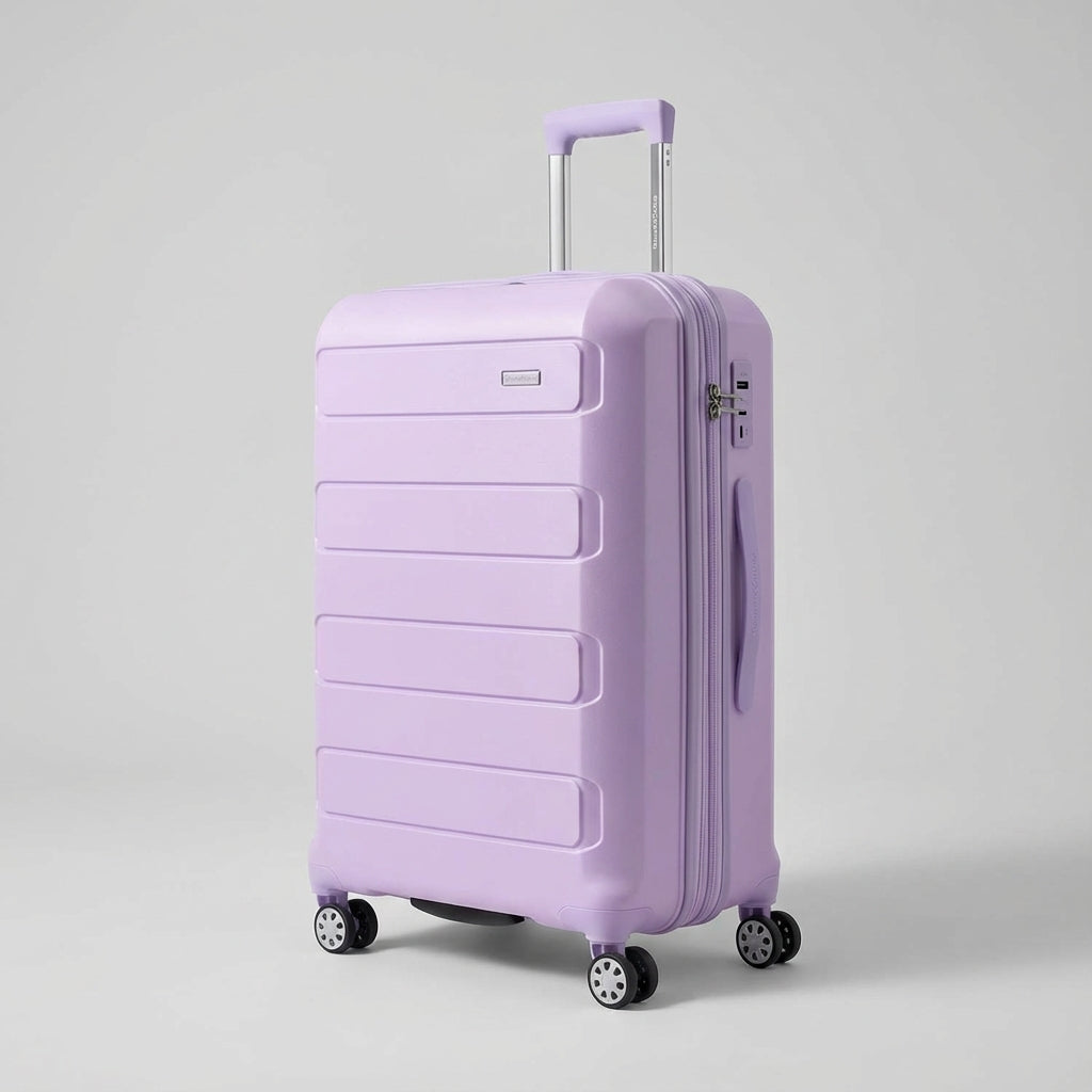 Feriekuffert: Letvægts, udvidelig hardcase med spinnerhjul, USB-port og sikkert design.
