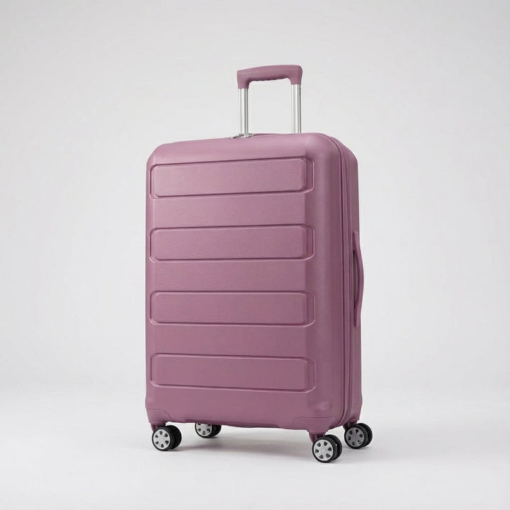 Moderne udvidelig spinnerkuffert med USB-opladning og robust skal for nem transport.