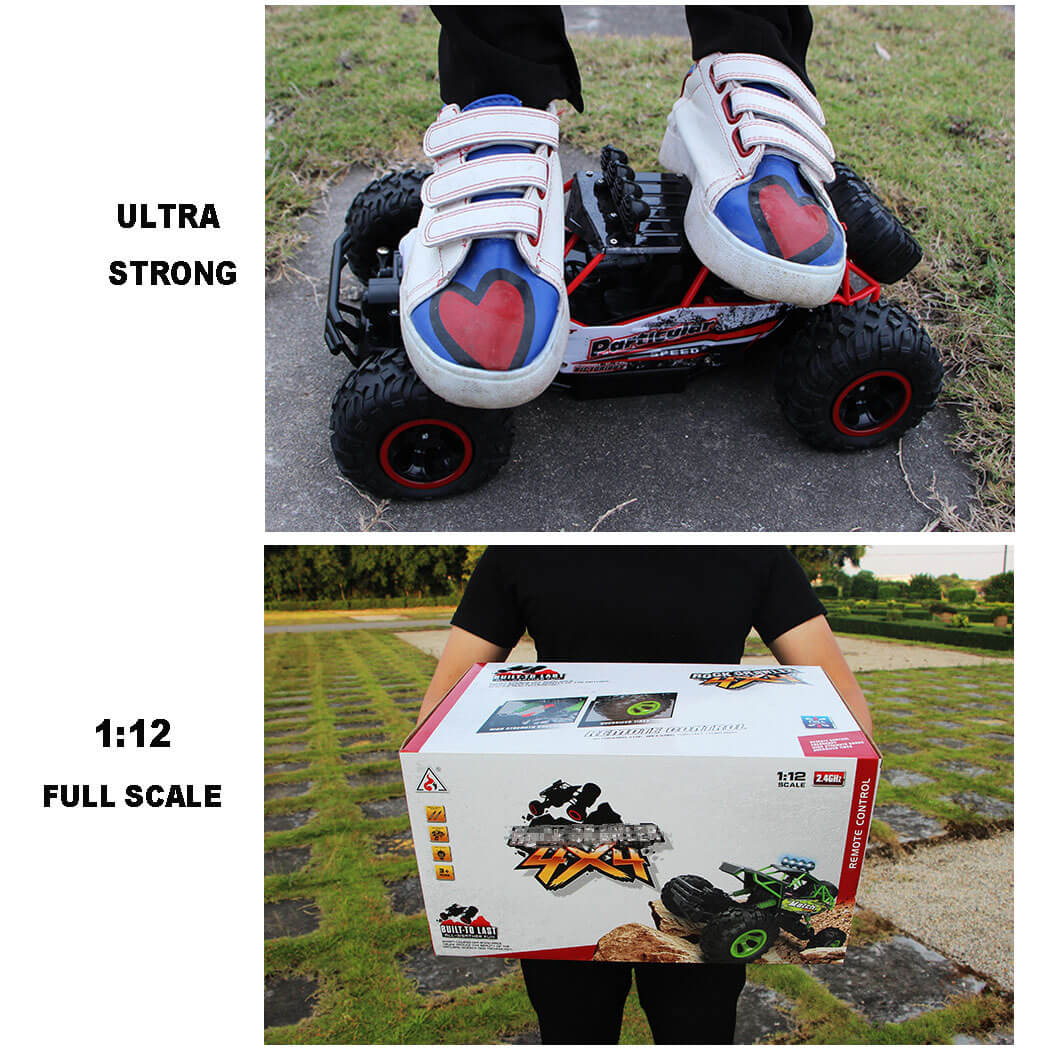 Robust RC Bil Monstertruck, 4x4 Offroad Rock Crawler, fjernstyret køretøj med Hi-Q-gummihjul, 2,4 GHz teknologi