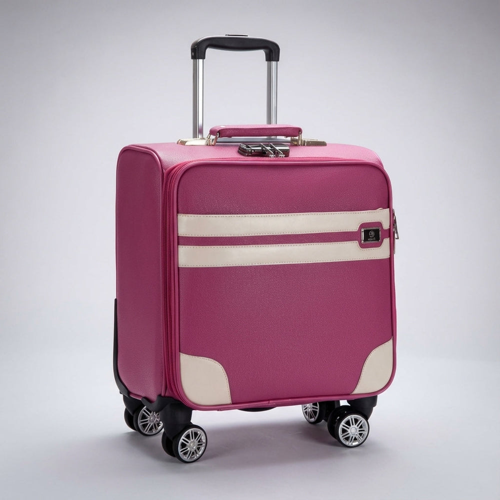 Sort, kompakt kabinekuffert/håndbagage med 360° spinnerhjul og robust design.