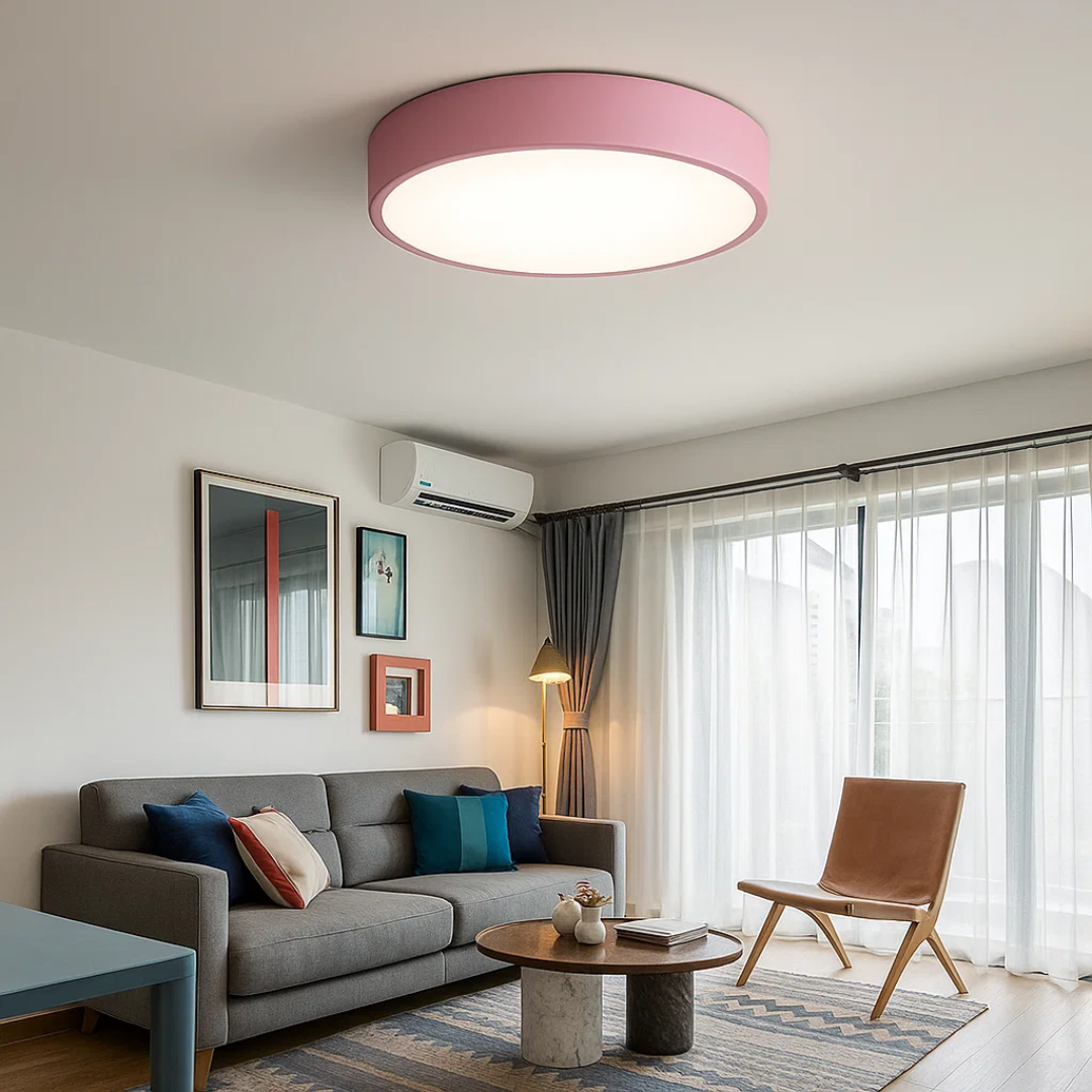 Flad LED-loftslampe til køkkenet, giver klart og funktionelt arbejdslys med elegant stil.