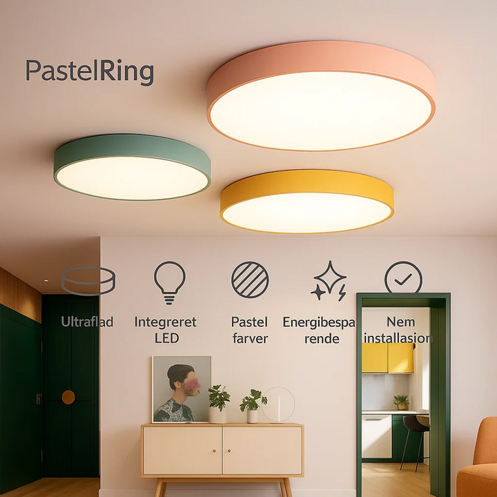 Energivenlig rund LED loftslampe, der kombinerer funktionalitet med moderne æstetik og hygge.