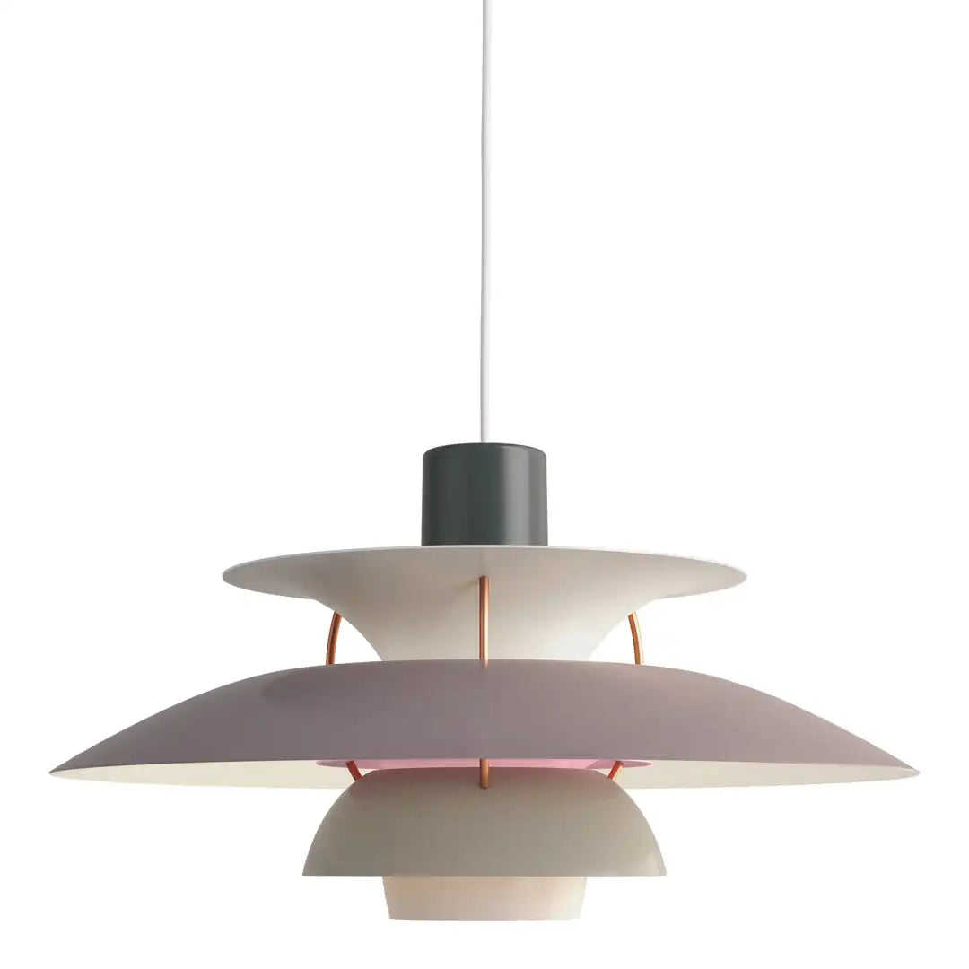 Rund dæmpbar LED-loftlampe i aluminium og akrylglas, elegant design, ideel til belysning i stue og spisestue